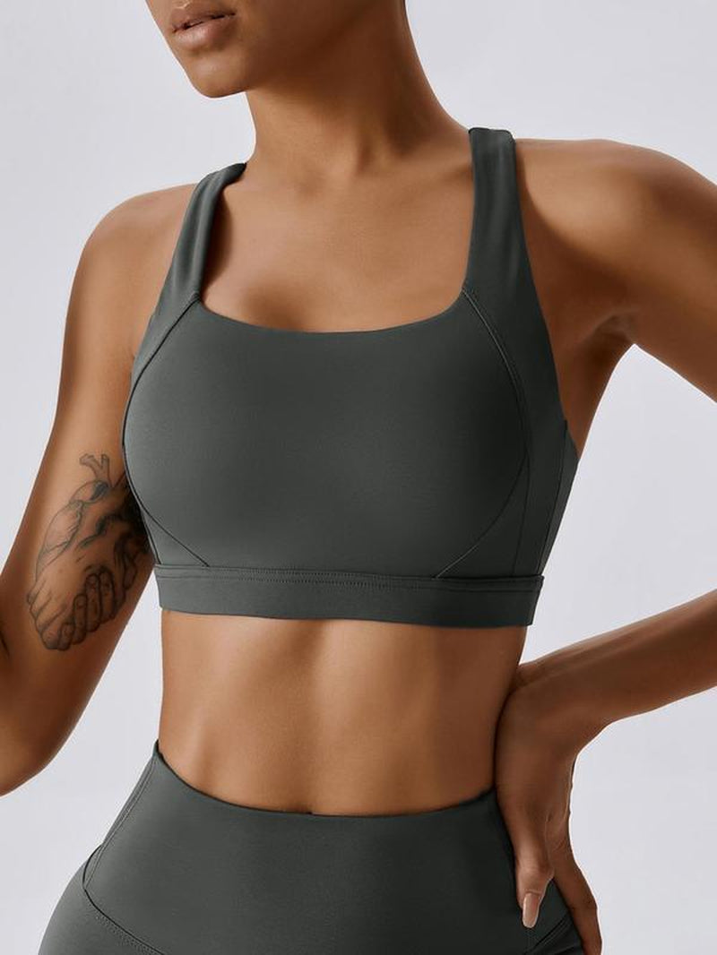 Women'S Solid Criss Cross Wireless Sports Bras, Breathable Comfortable High Stretch Yoga Bra, Ladies Sportswear for All Seasons, Gym Clothes