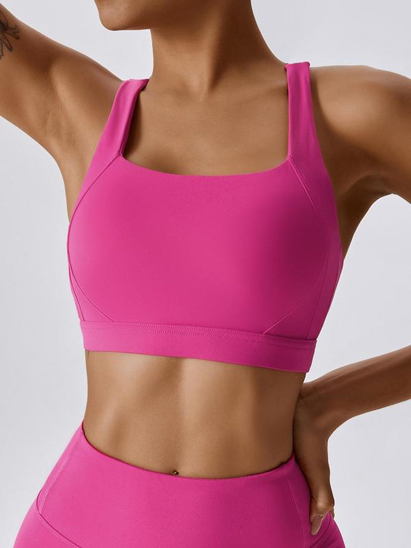 Women'S Solid Criss Cross Wireless Sports Bras, Breathable Comfortable High Stretch Yoga Bra, Ladies Sportswear for All Seasons, Gym Clothes