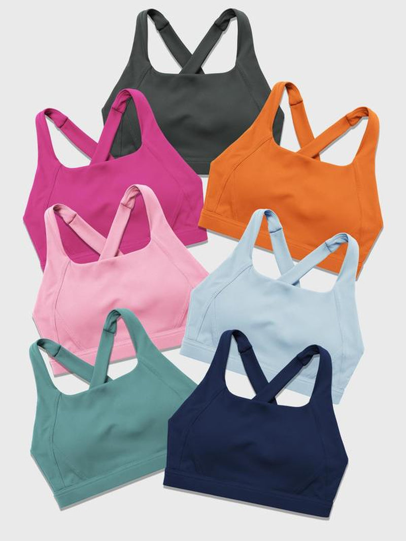 Women'S Solid Criss Cross Wireless Sports Bras, Breathable Comfortable High Stretch Yoga Bra, Ladies Sportswear for All Seasons, Gym Clothes