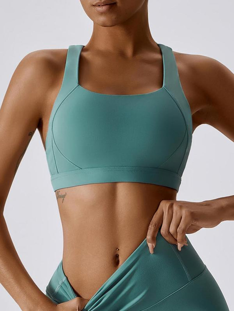 Women'S Solid Criss Cross Wireless Sports Bras, Breathable Comfortable High Stretch Yoga Bra, Ladies Sportswear for All Seasons, Gym Clothes