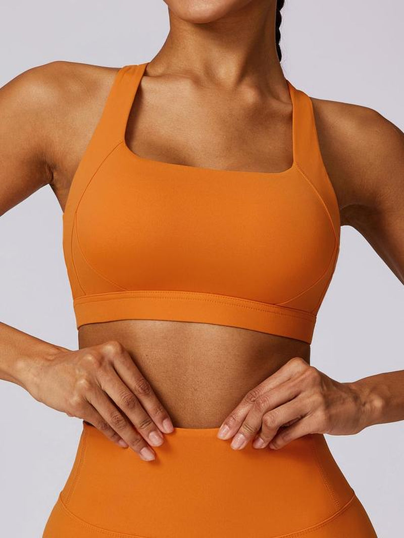 Women'S Solid Criss Cross Wireless Sports Bras, Breathable Comfortable High Stretch Yoga Bra, Ladies Sportswear for All Seasons, Gym Clothes